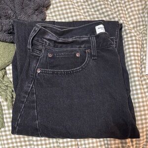 Black Abercrombie Mid Rise Barrel Jeans